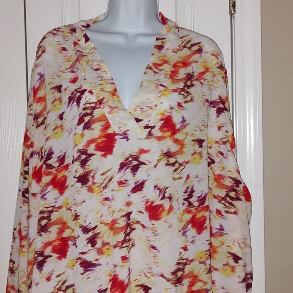 Terra & Sky  multicolor  sheer tunic blouse top  Sz 4X - Picture 3 of 5